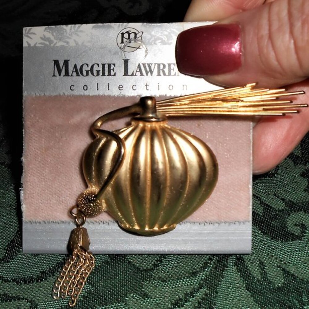 80's Atomizer Brushed Gold Brooch Maggie Lawrence